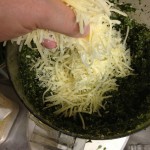 Adding cheese to Pesto