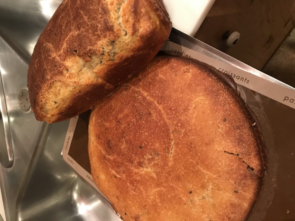Same dough in round and square loaves